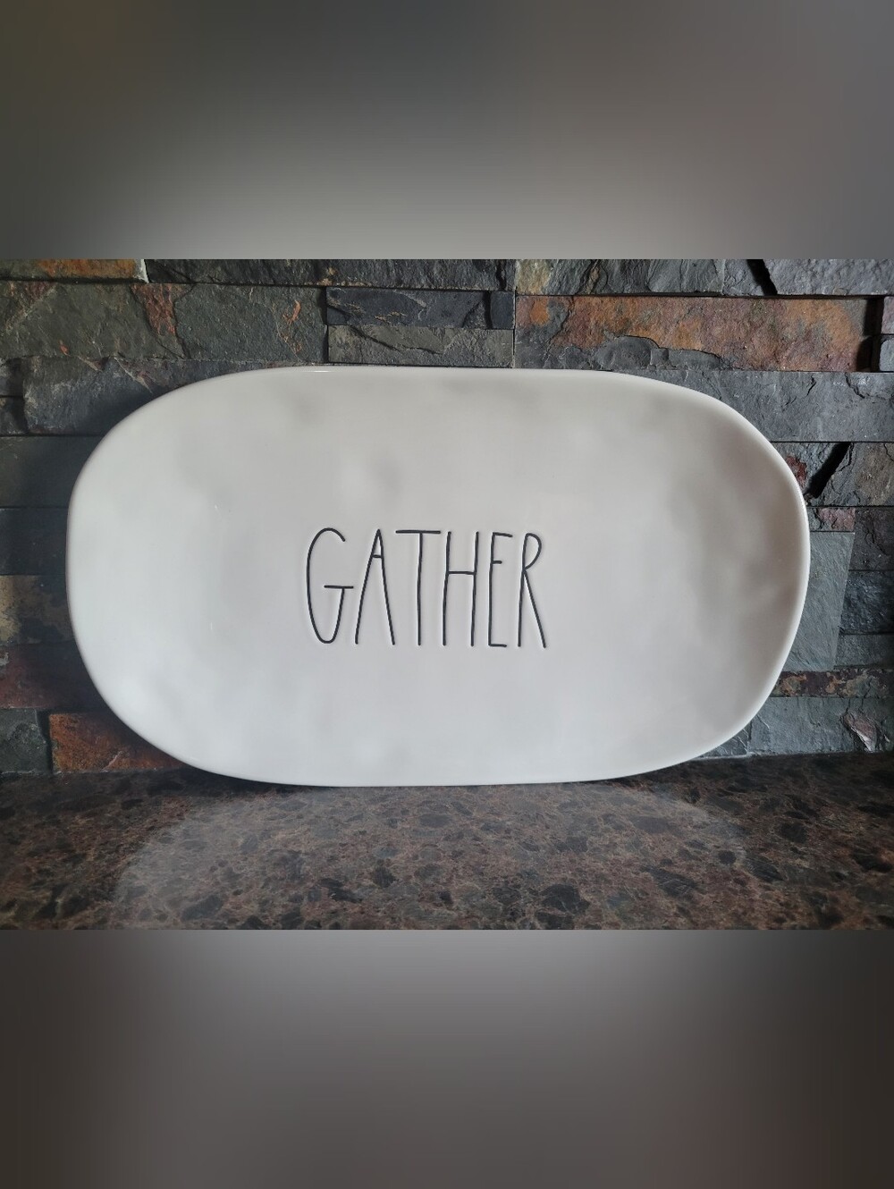 Rae Dunn Wgite Gather platter 15" Serving Tray